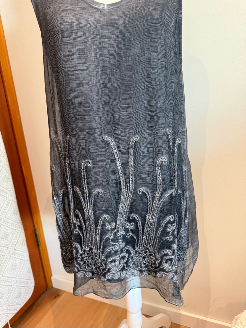 Soft Surroundings Gray Ribbed V-Neck Top